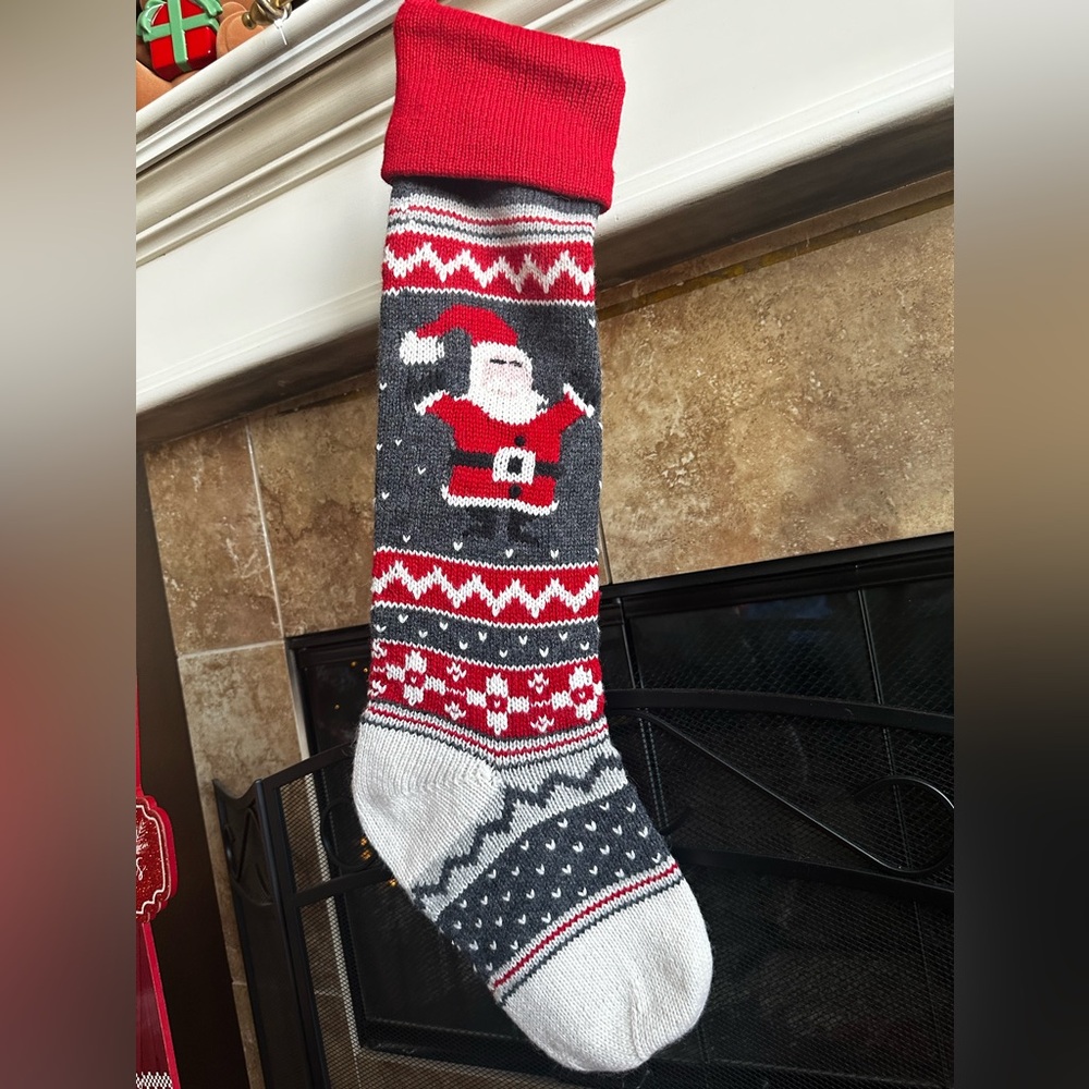 NWT Pottery Barn Natural Fair Isle Wool Holiday Christmas Santa Knit Stocking.